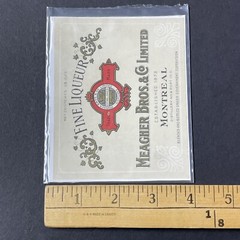 Vintage 1940s Meagher Bros Fine Liqueur UNUSED Paper SQUARE Label Montreal Q2114