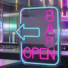 Bar Open Neon Sign – Retro Pink LED Tavern Sign for Pub, Cafe & Home Bar, Dim…