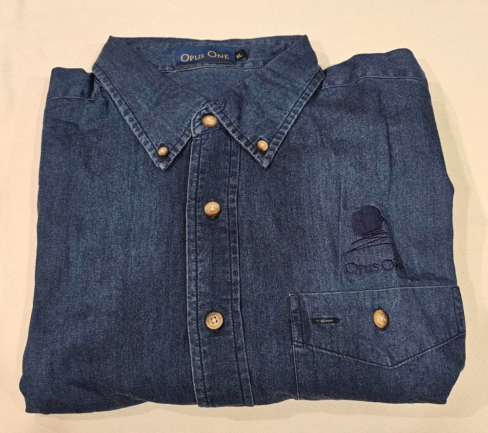 VTG Opus One by Opus One Denim Shirt Opus One Winery Embroidered Medium NWOT