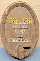Vintage TAYLOR New York State WINES and CHAMPAGNES Barrel Bar Sign ManCave decor
