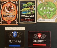 1940-1960 Vintage Lot of 25 European Wine Paper Labels « New Old Stock » W-1