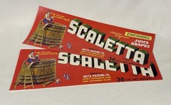 NOS Vintage Scaletta Grape Crate Labels Zinfandel Lodi CA Woman Barrel