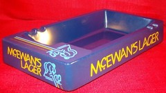 McEWAN’S LAGER BLUE MELAMINE ASHTRAY + 6 BAR MATS – EXCELLENT CONDITION! 