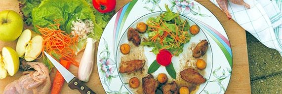 Salade de cailles des Dombes aux pommes et vinaigre de cidre