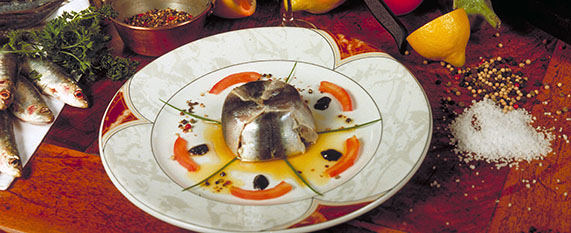 Chartreuse de sardines marinées à l'huile d'olive et au citron