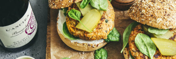 Burger veggie aux lentilles du Puy et Beaujolais Nouveaux